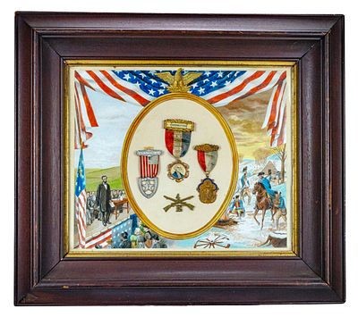 Civil War Reunion Montage By Homer Hill. Framed amazing montage/collage, signed lower right 