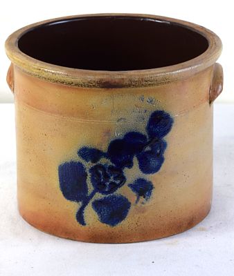 Stoneware Crock With Blue Design. Stoneware crock with cobalt blue design, 2 gallon capacity 