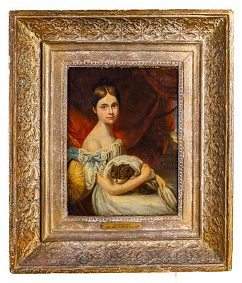 William Frith Portrait. Period framed oil on canvas painting titled " Contentment" depicting the 