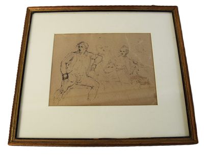 Thomas Sully Drawings. Framed ink on paper drawings of two gentlemen and a single gentleman on 