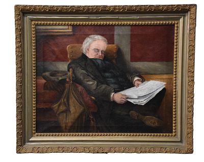 19th Century Portrait. Framed 19th Century oil on canvas portrait of a seated gentleman with 