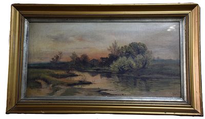 NH Landscape Oil On Canvas Painting. Framed New Hampshire landscape of a river/stream with a 