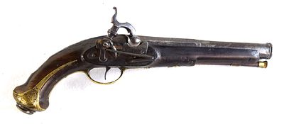 Early Spanish Percussion Pistol With Miquelet Lock. 18th Century Spanish large caliber 