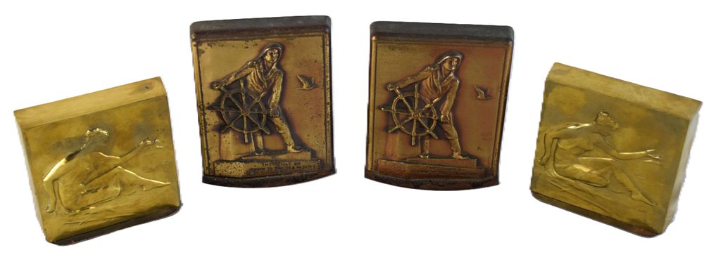 Lot 206: Two Pairs Of Brass Bookends