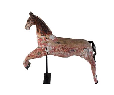 19th Century Hand-Carved Wooden Folk Art Horse circa 1850. Hand-carved wooden horse believed to 