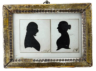 18th Century Silhouette Of A Man And Woman. 18th Century 1/2 silhouette of a gentleman and a 