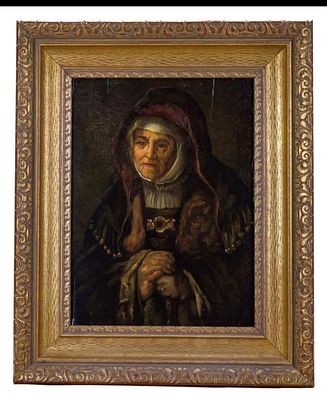 Extremely Rare circa late 17th Century Oil on Wood Panel Painting after; Rembrandt van Rijn 