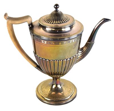 English Sterling Silver Coffee Pot. English Sterling silver tall coffee pot in reeded design 