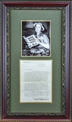 Rare Typed Letter Signed by Famous "Gone with the Wind" Novelist Margaret Mitchell. Rare typed 