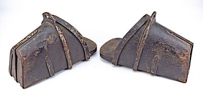 Scarce Original Pair of Late 16th Century German Knights Armor Stirrups. This rare pair of late 