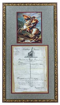 Napoleon Bonaparte Document And Autograph. Framed state document signed by Napoleon Bonaparte 