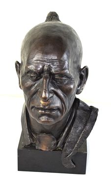 Philip Cote Sculpture Of An Indian Chieftain. Bronze bust of an Indian Chief signed Cote on back 