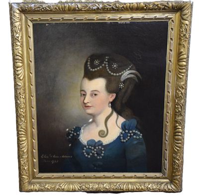Oil Portrait O Elizabeth Anne Adams, circa 1730s. This particularly sensitive and elegant 
