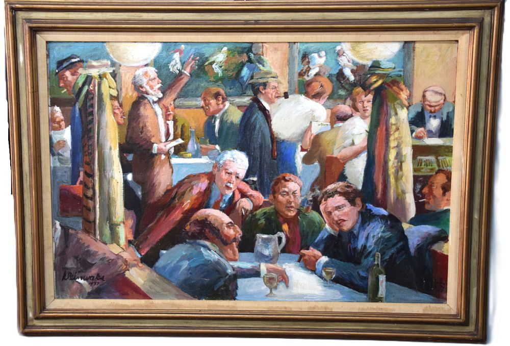 Lot 138: Allen Kleinwaks Oil Painting Of A Men's Club