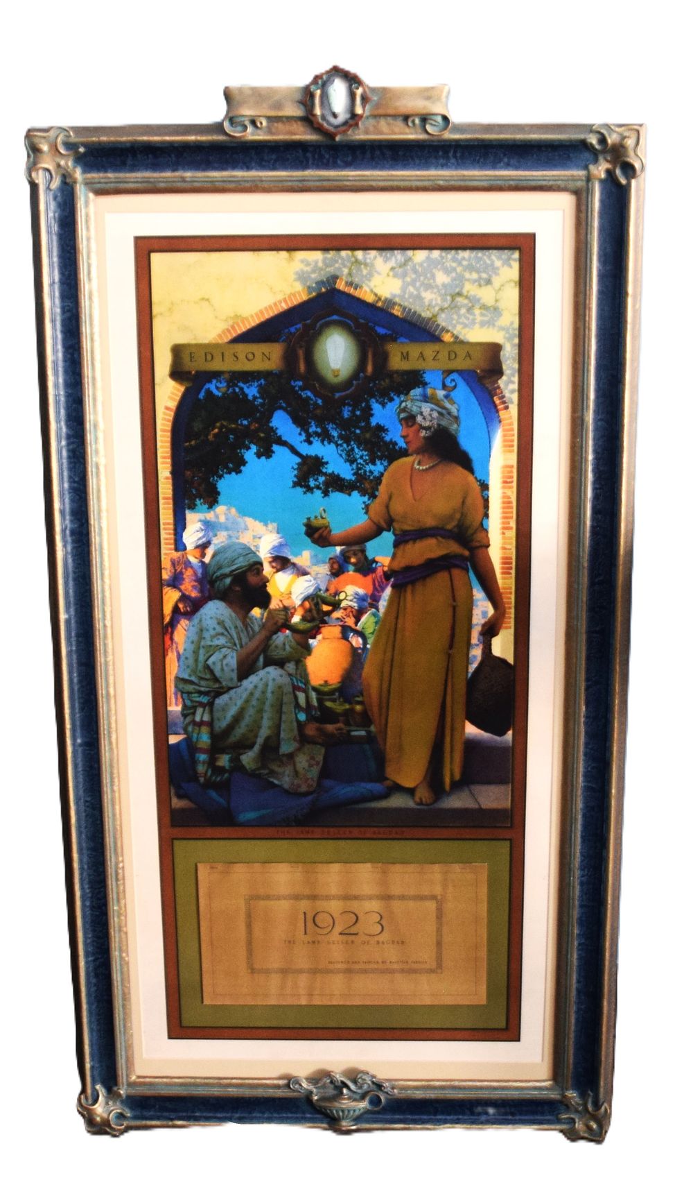 Lot 47: Maxfield Parrish Calendar/Edison Mazda Lamp "Lamp seller Of Baghdad-1923"