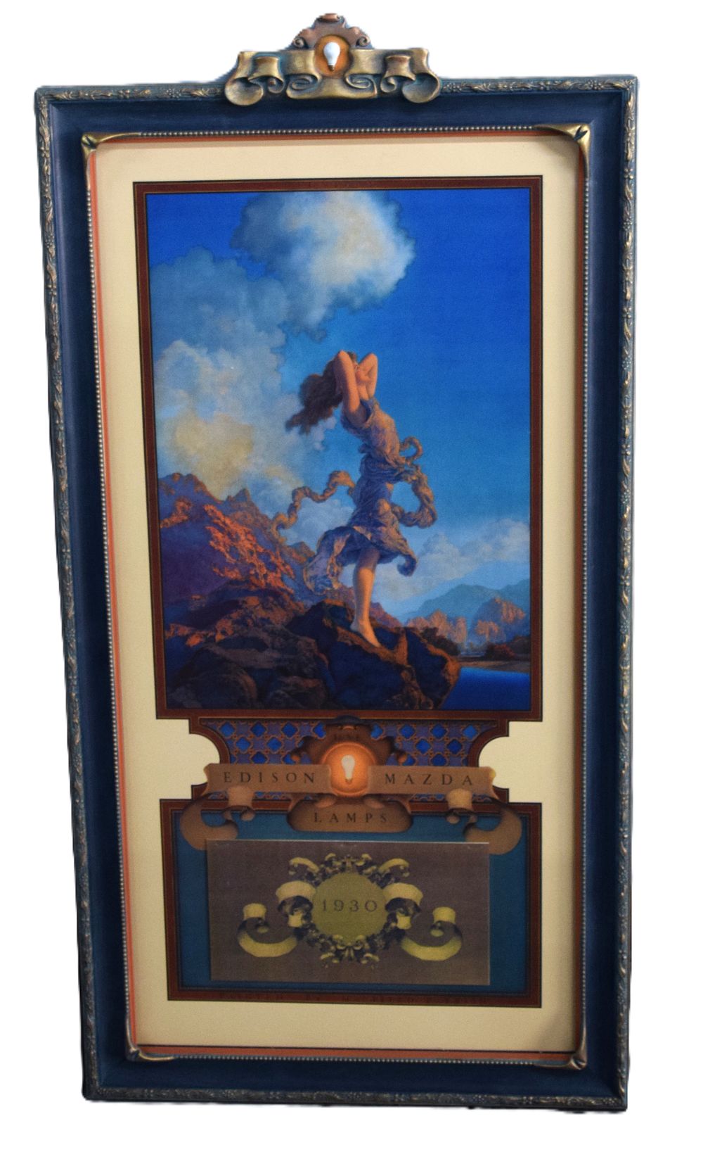 Lot 48: Maxfield Parrish Calendar/Edison Mazda Lamp "Ecstasy-1930"