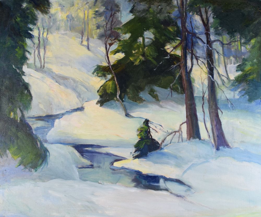 Lot 55: Attributed Emile Albert Gruppé Winter Scene