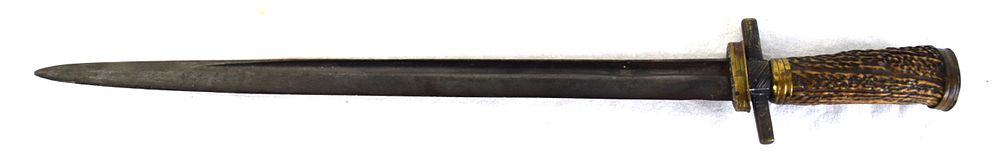 Lot 60: American Deer Grip Hunting Sword Late 18th Or Early 19th Century