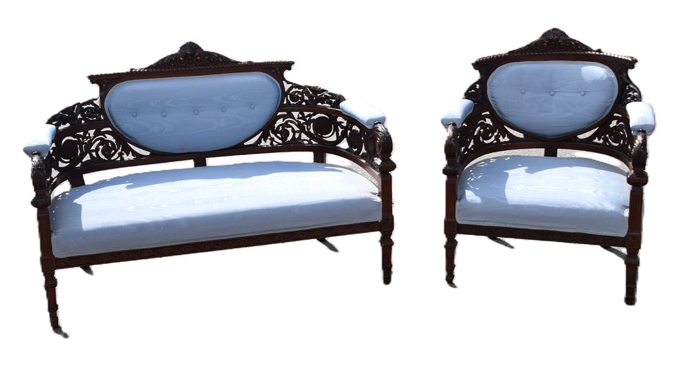 Lot 73: American Victorian Renaissance Revival parlor suit Circa 1870-1890