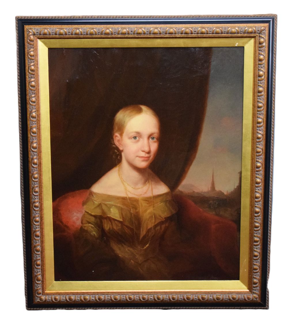 Lot 76: Portrait of a Young Woman of Wealth, Possibly Dated 1841, Oil on Canvas
