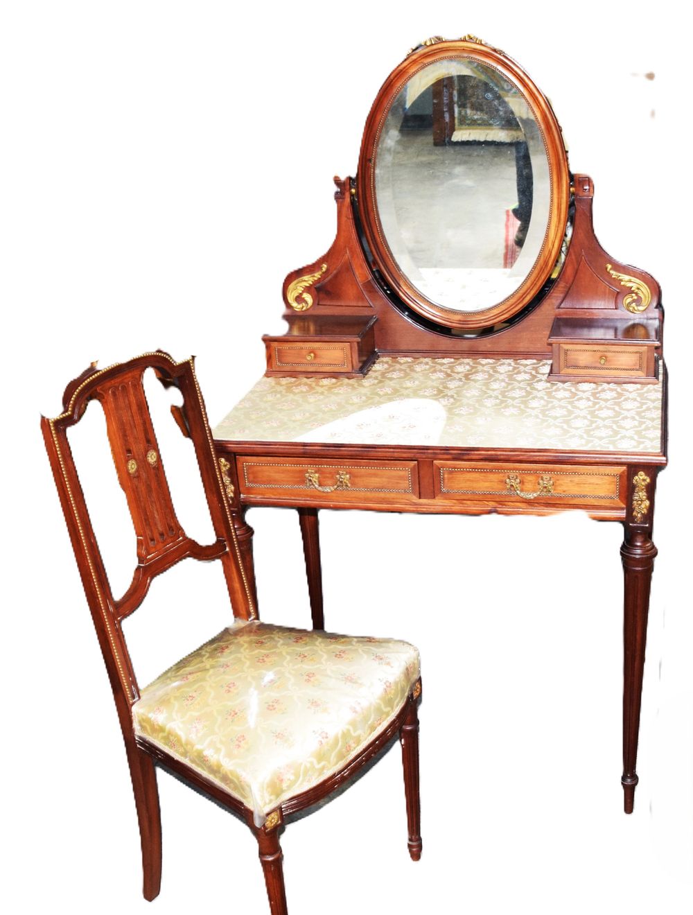 Lot 77: French Louis XVI Revival Dressing Table/Coiffeuse with  Matching  Chair