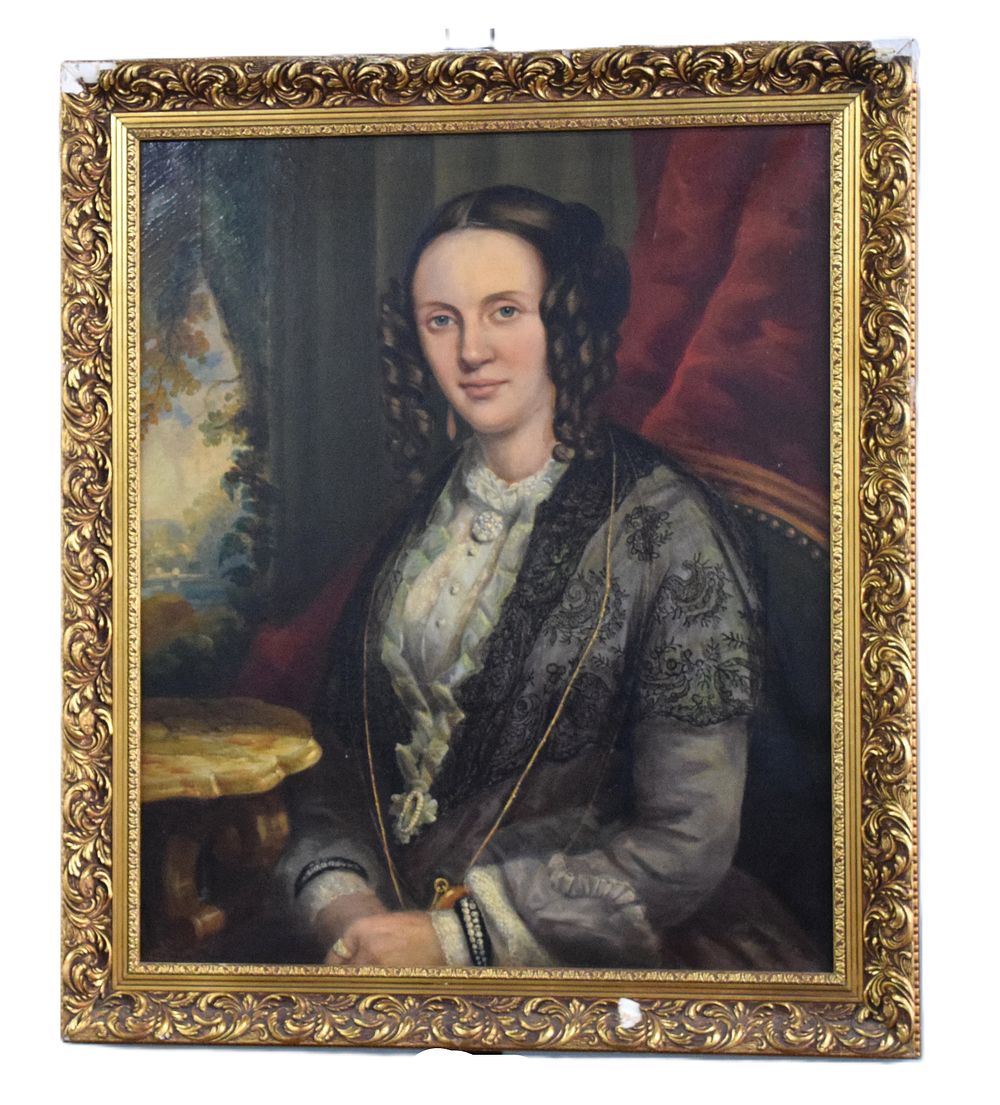 Lot 78: Mid 19th Century Oil Portrait Of A Lady