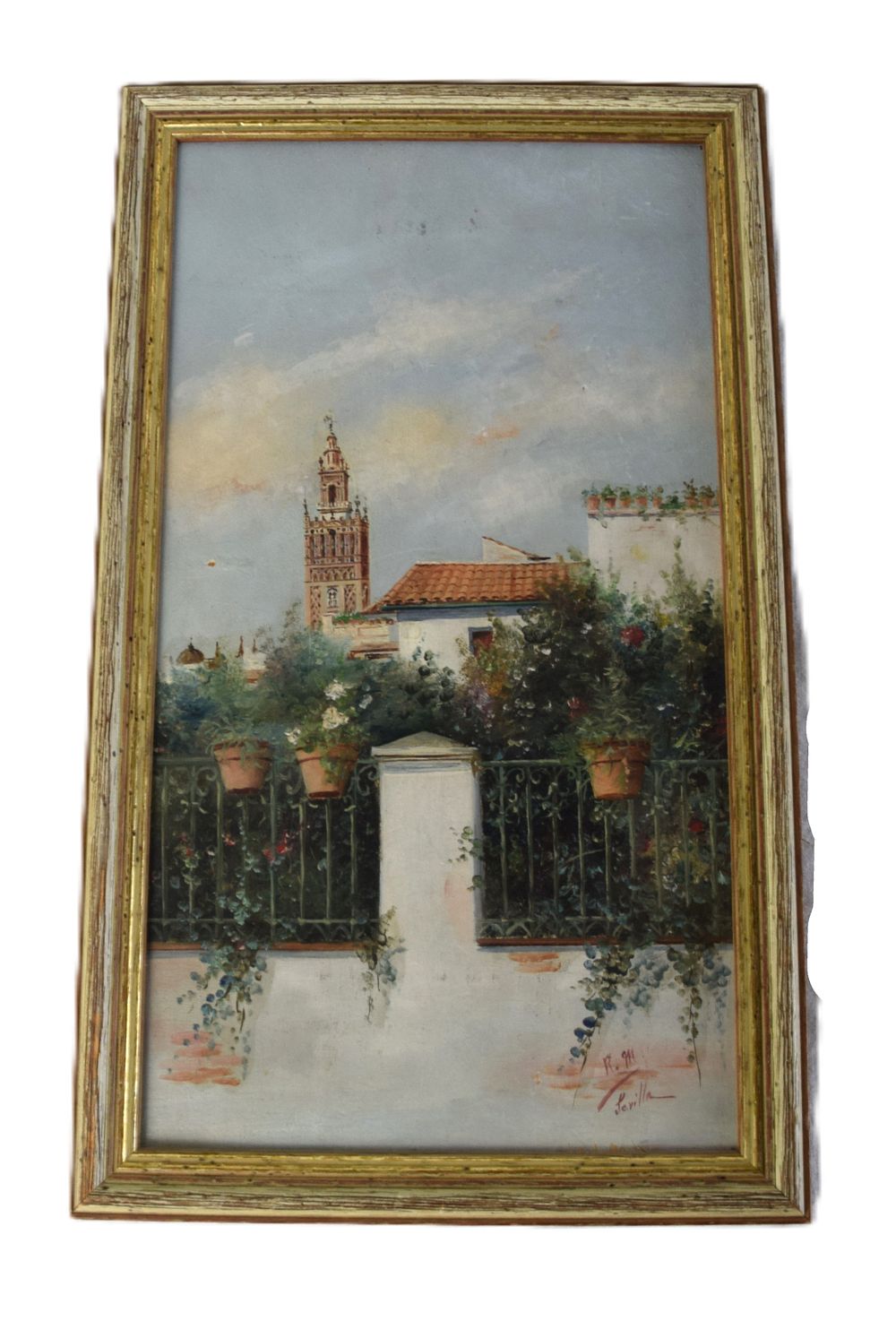 Lot 79: Oil Painting Of The Bell Tower Of Seville Cathedral