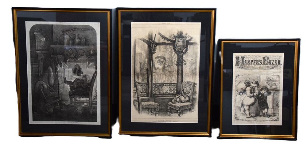 Lot 85: 3 Thomas Nast Harpers Bazar Woodcuts