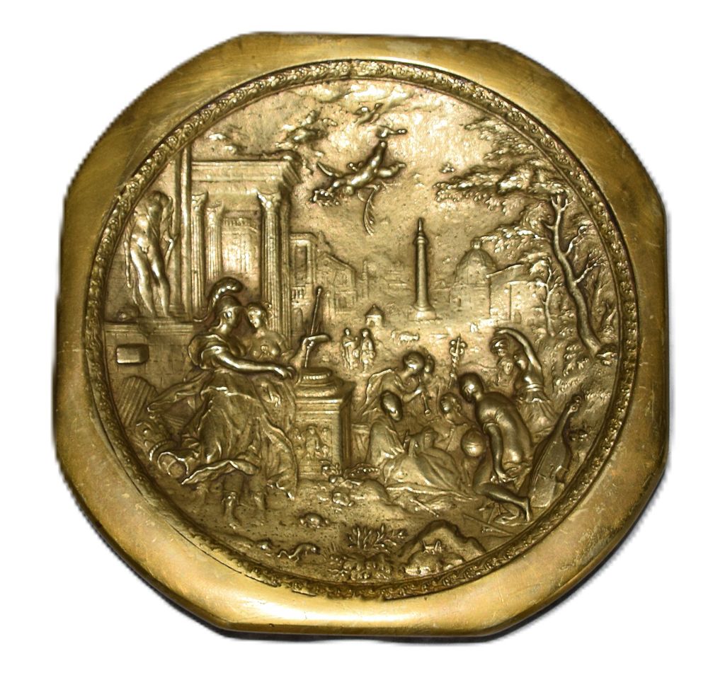 Lot 118: European cast-brass decorative wall plaque
