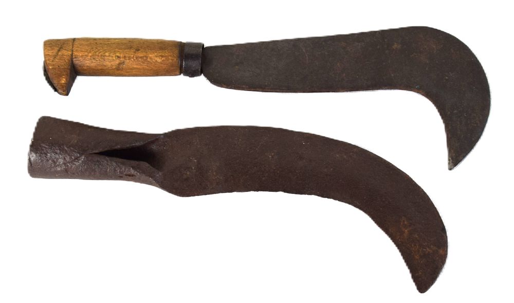 Lot 119: Two Hand-forged Billhooks Or Fascine Knives