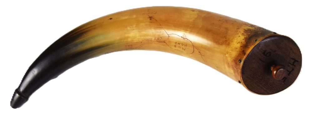 Lot 125: 18th Century Primitive Map Powder Horn  Circa 1791