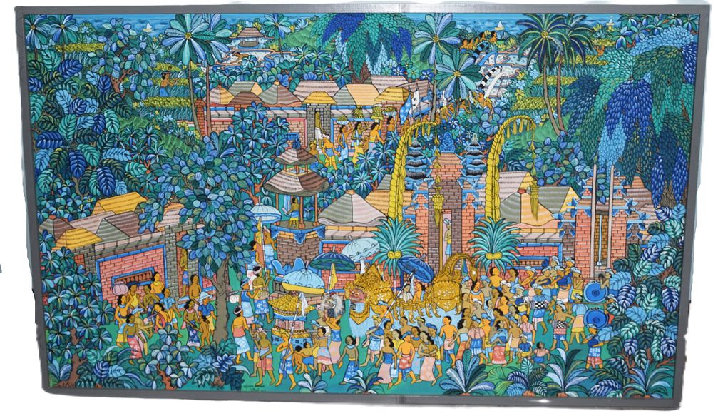 Lot 131: Oil Painting Of  The Village Ubud, Bali
