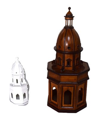 Carved Dome Building. A carved wood architectural model of an Islamic/Moorish domed building 