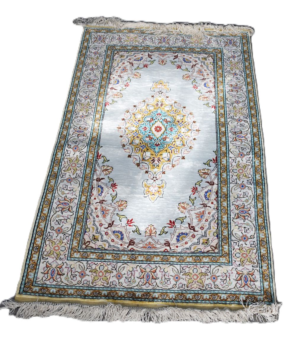 Lot 181: Turkish Kayseri/Hereke-style Silk Scatter Rug