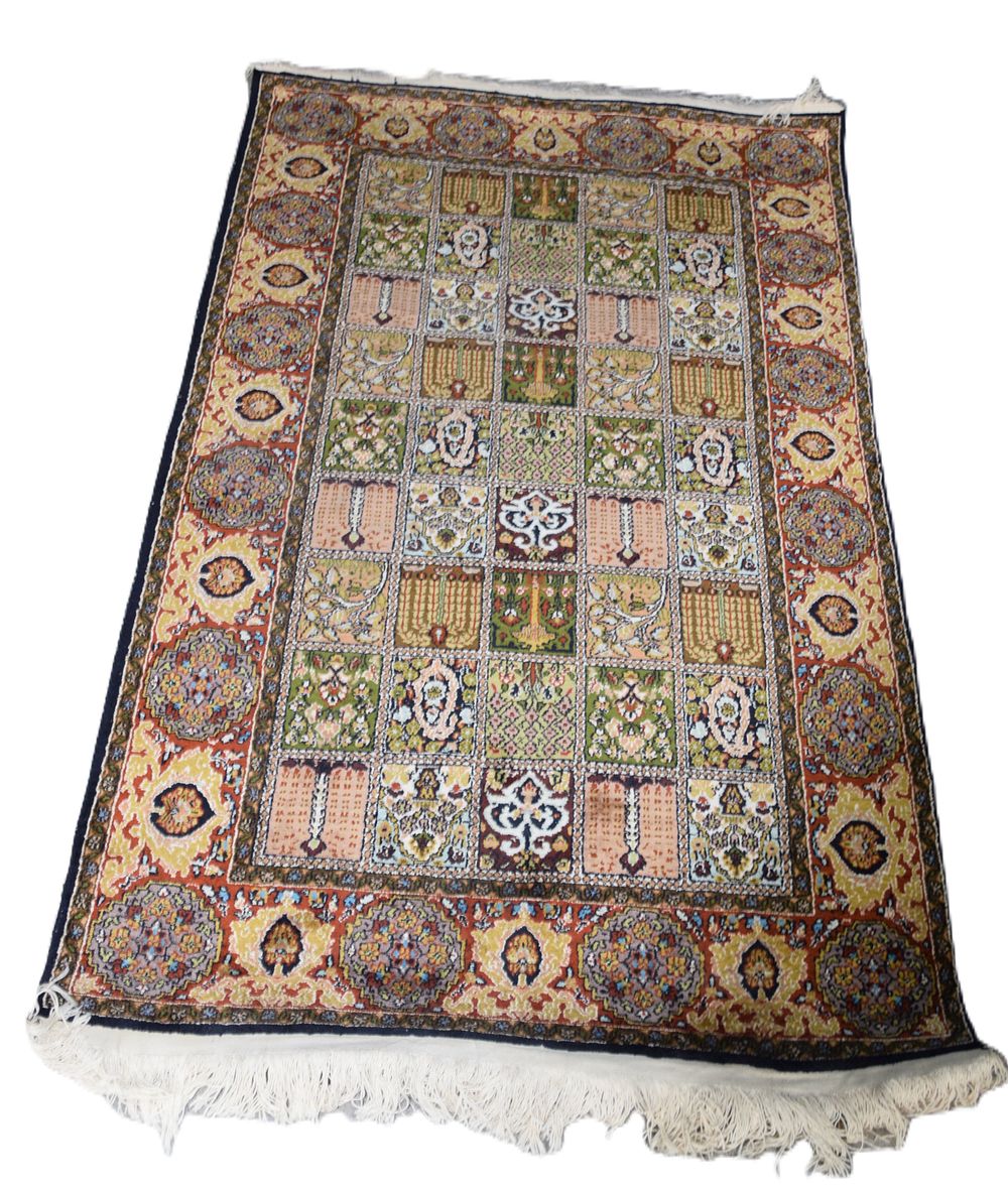 Lot 181A: Indian Kashmir Hand-knotted Persian Design Silk rug
