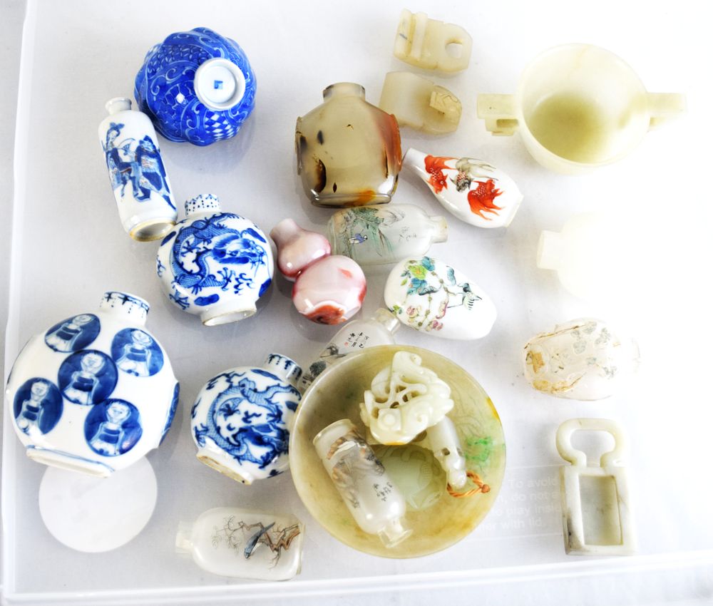 Lot 185: Collection Of Jade And Chinese Snuff Bottles