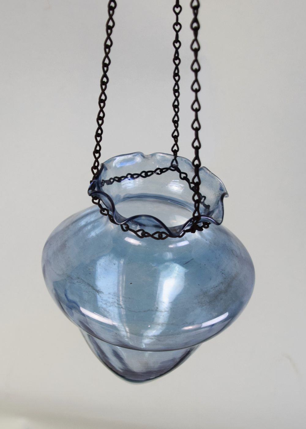 Lot 199: Hanging Blue-glass Lamp