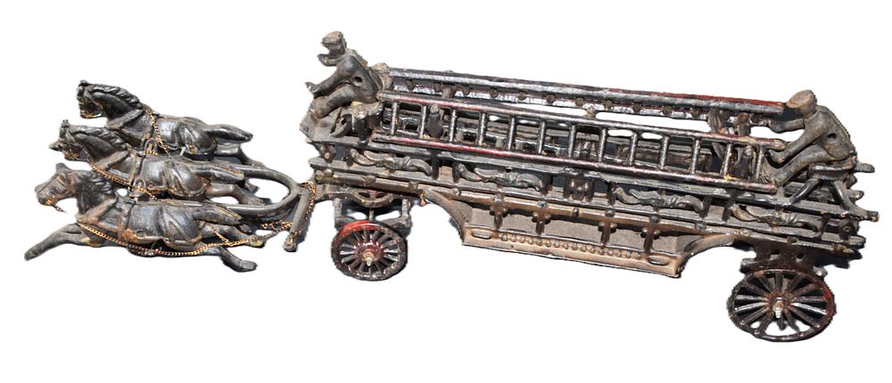 Lot 200: Three-horse Fire Ladder Truck By Dent Hardware Company