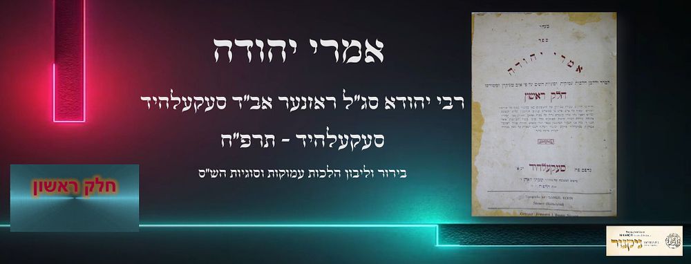 אמרי יהודה, בירור וליבון הלכות עמוקות וסוגיות הש"ס. מאת רבי יהודא סג"ל ראזנער אב"ד סעקעלהיד.