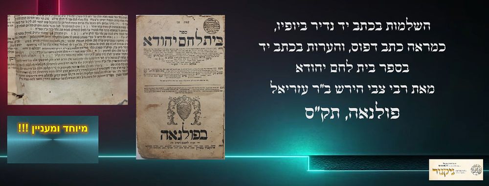 השלמות בכתב יד נדיר ביופיו כמראה כתב דפוס, והערות בכתב יד בספר בית לחם יהודא, יורה דעה, מאת רבי