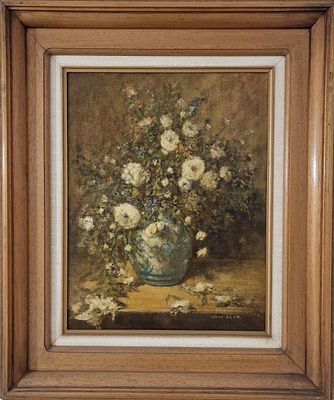 יורם לוקוב (נ.1940)
זר פרחי אביב, מיוחד ולא נפוץ, מושלם.
שמן על בד מודבק לדיקט, חתום ומתוארך 82 