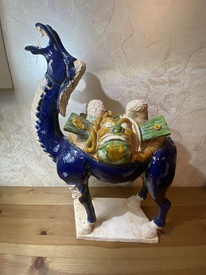 פסל גמל גלזורה כחולה סינית עתיקה 44.5X30 סמ Sancai Majolica
. פסל גמל גלזורה כחולה סינית עתיקה 