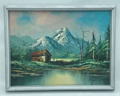 ציור שמן על בד מודבק על דיקט חתום. 
לא מזוהה מסגרת עץ 
48X37 סמ"