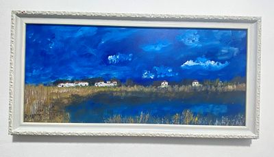 ציור שמן על בד חתום. 
לא מזוהה ממוסגר 
30X60 סמ"