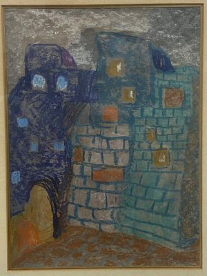 לאה מָגָ'רוֹ-מִינְץ (8 במאי 1926 – 7 בפברואר 2022) - נוף ירושלים - פסטל מקורי 
חתום 
נתון 