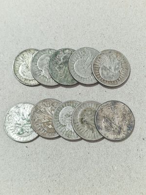 לוט 10 מטבעות כסף .750 פולין 1933 5 זלוטי. 109 גרם