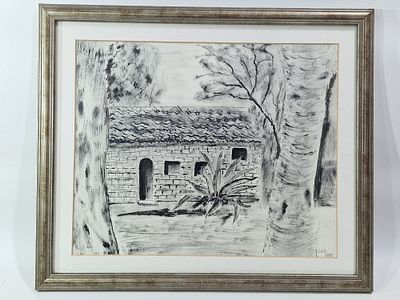 ציור אומן לא מזוהה חתום וממוסגר מתוארך 2008 . מידות הציור33X27 ס"מ