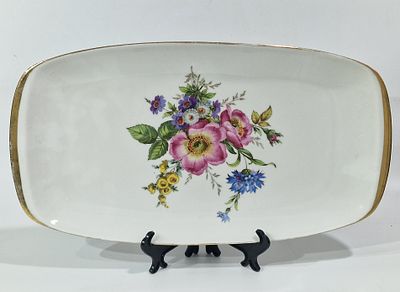 קערת הגשה גדולה רוזנטל "Rosenthal" גרמניה. דוגמאת פרחים מצב מושלם קילוף להזהבה. 
מידות 
40X21.5 ס"מ