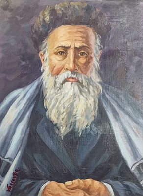 ציור על קנבס של רבי בשילוב ידיים 
מידות 30X40 ס"מ
