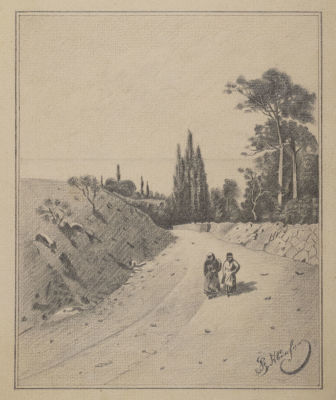 Авдюхин В. Спуск к морю. Конец XIX века. Бумага, карандаш. Размер 21х16 см. Хорошее состояние. 